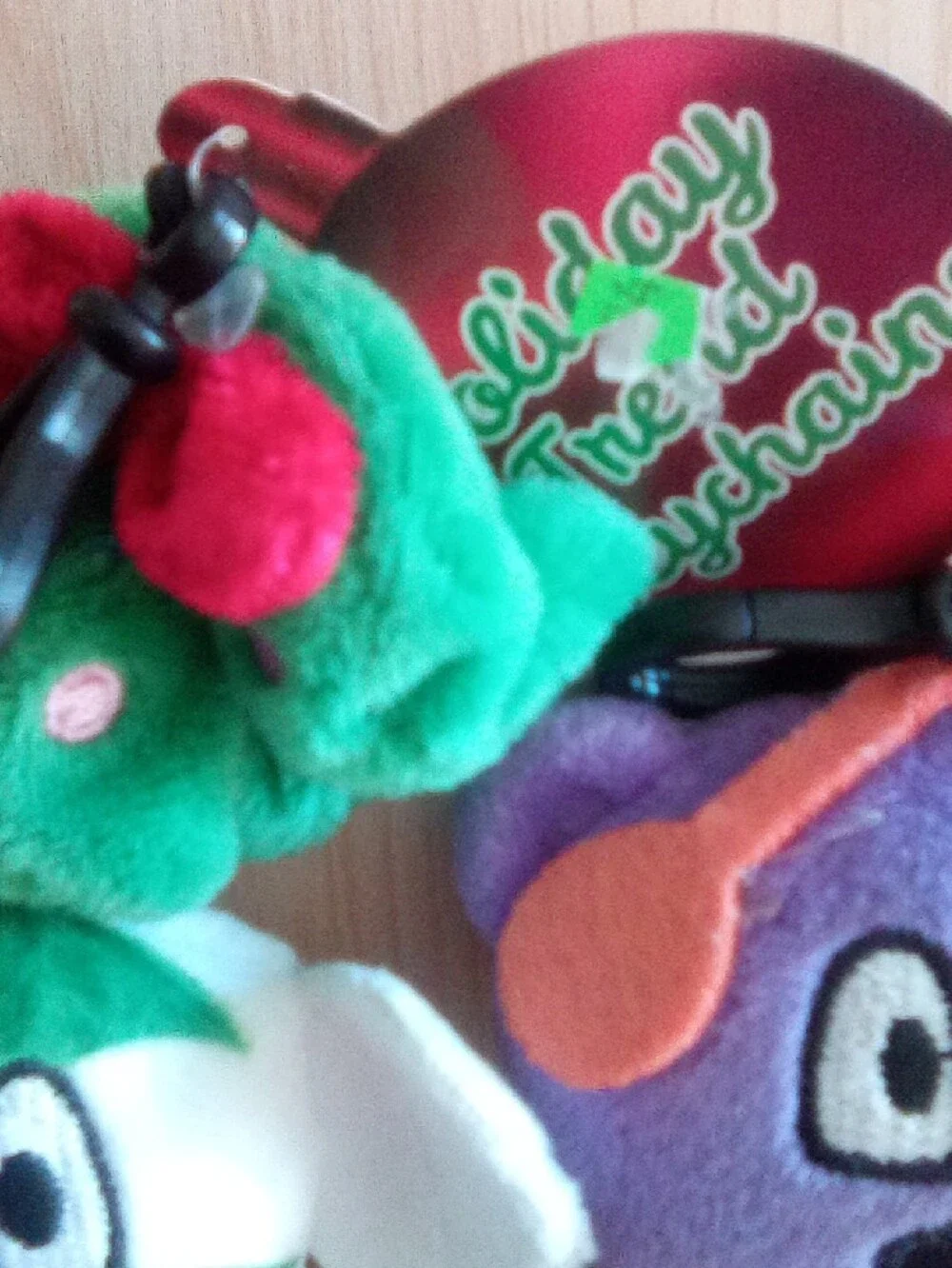 Cute Plush Puppy & Elephant Keychain Set - Purple & Green